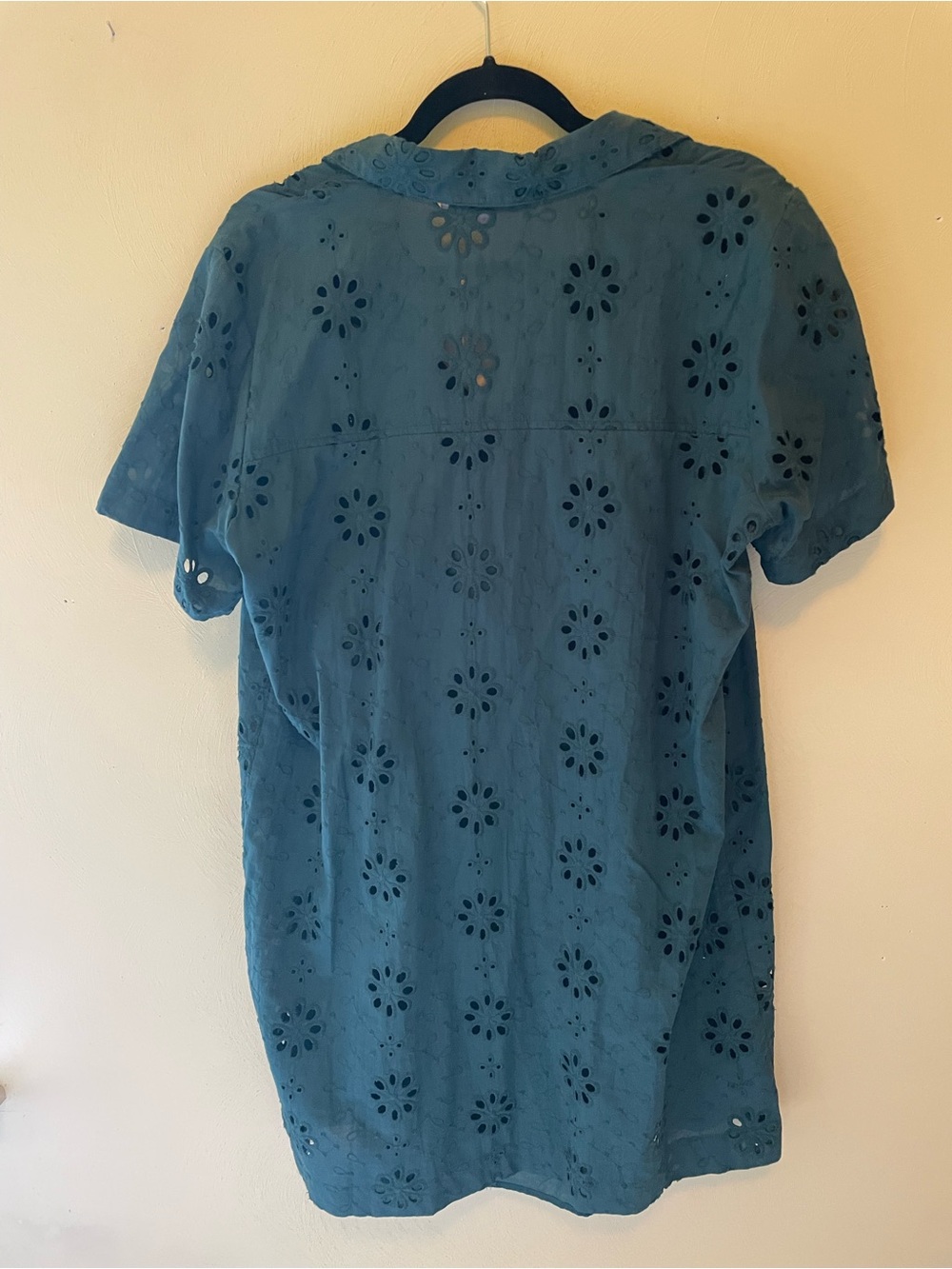 LOFT Green Eyelet Button-Front Dress - Picture 3 of 4